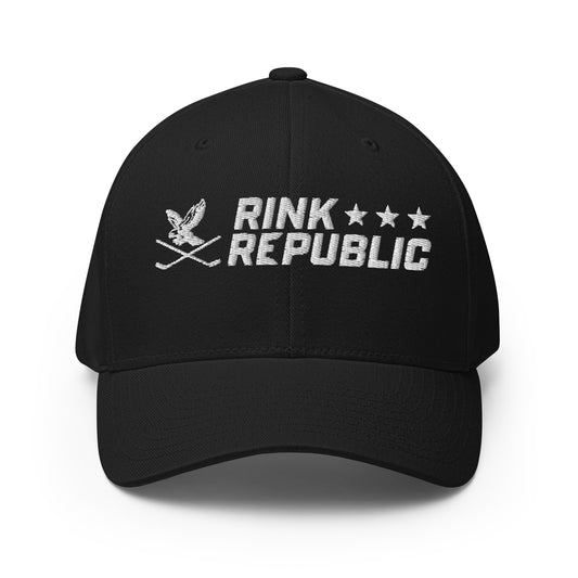 Rink Republic Eagle & Hockey Sticks Logo Fitted Hat