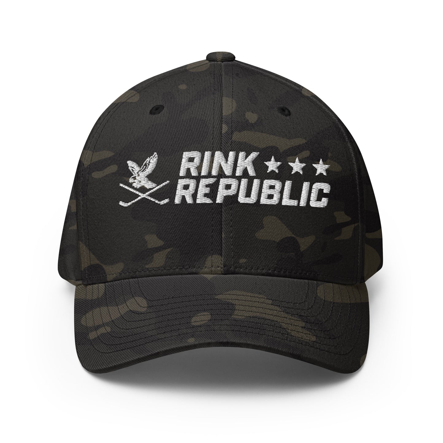 Rink Republic Eagle & Hockey Sticks Logo Fitted Hat