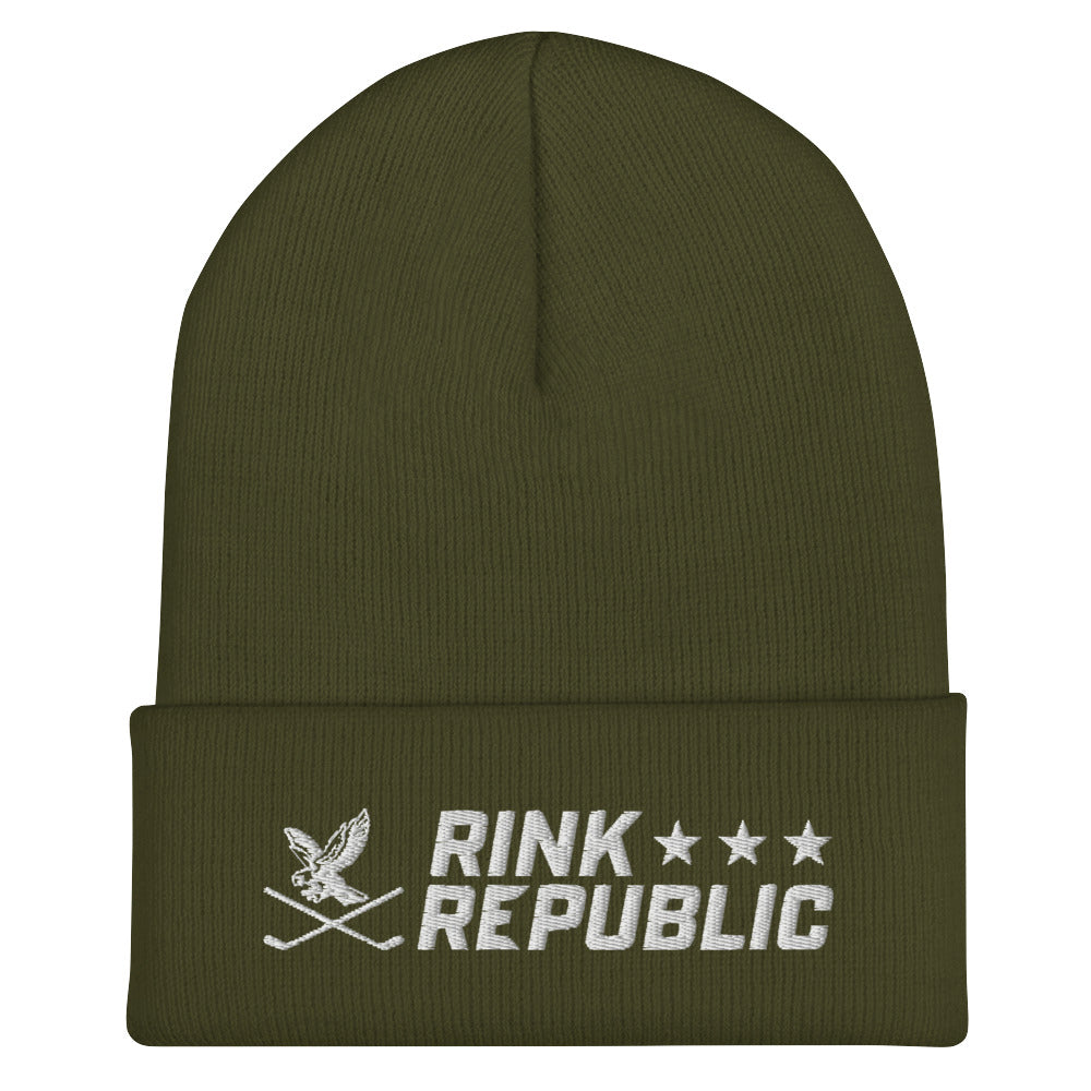 Rink Republic Eagle & Hockey Sticks Logo Beanie